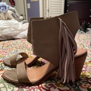 Fringe Open Toe Pumps